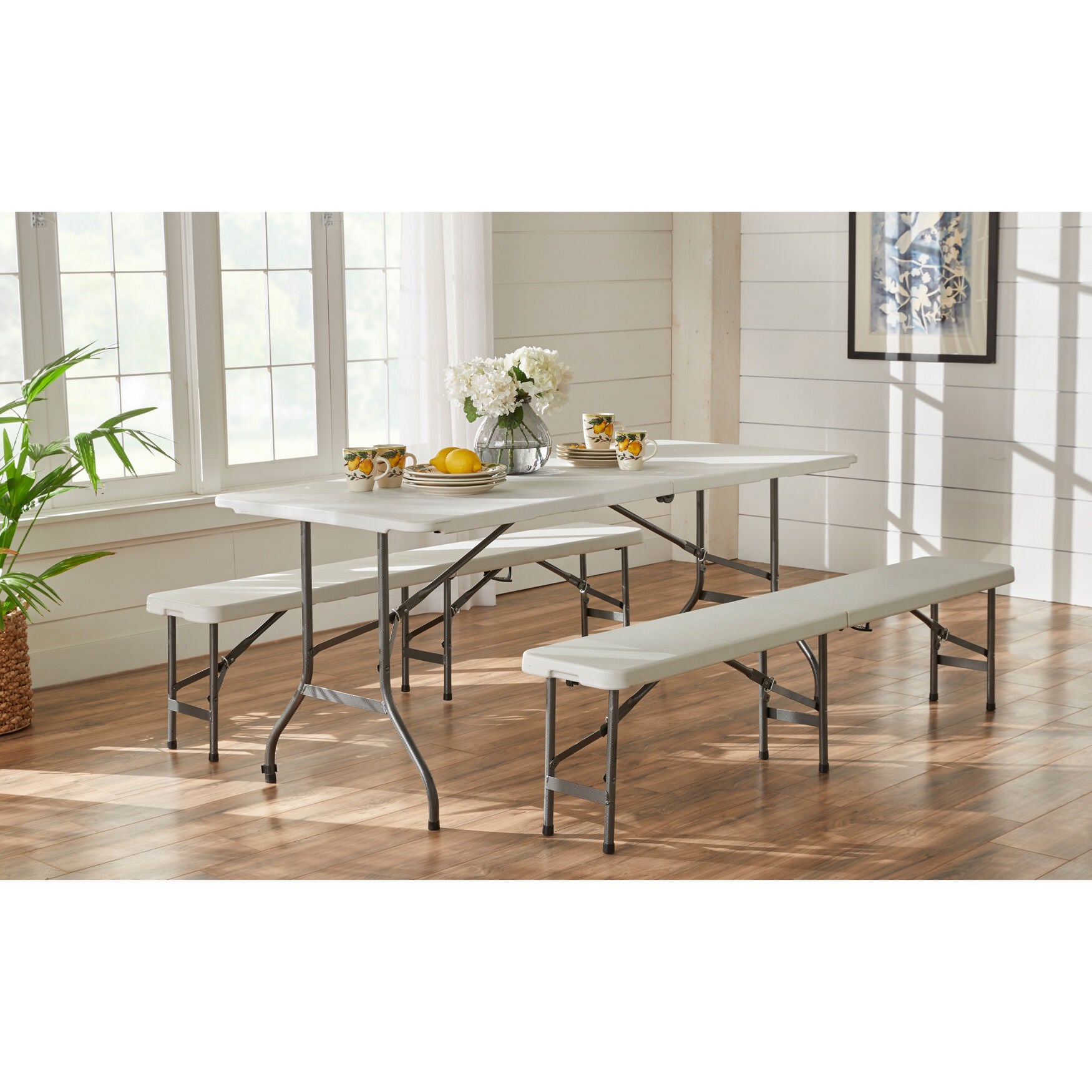 6&rsquo; Fold-In-Half Resin Table, WHITE, on-hover image number 1