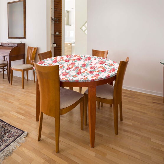 5’ Round Stretch-Fit Table Cover, FLORAL, hi-res image number null