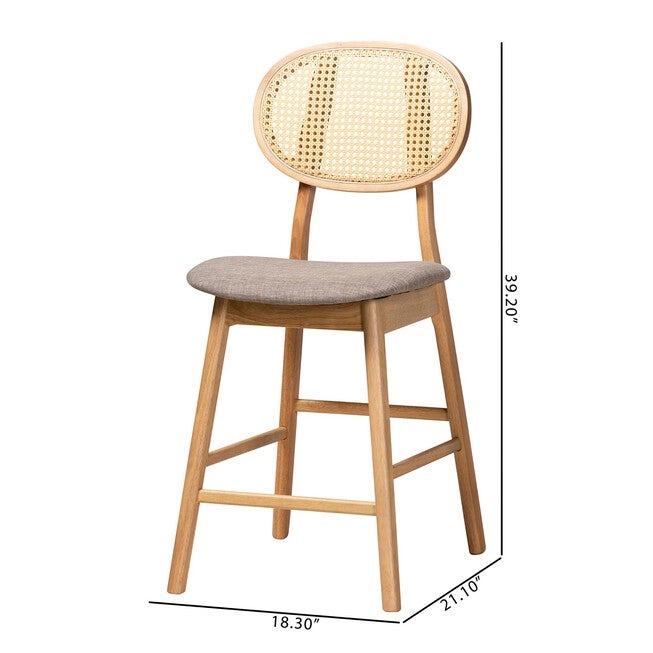 Darrion Mid-Century Modern Grey Fabric And Walnut Brown Finished Wood 2-Piece Counter Stool Set, , alternate image number 14