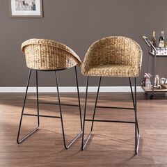 Landrine Water Hyacinth Bar Stools 2Pc Set