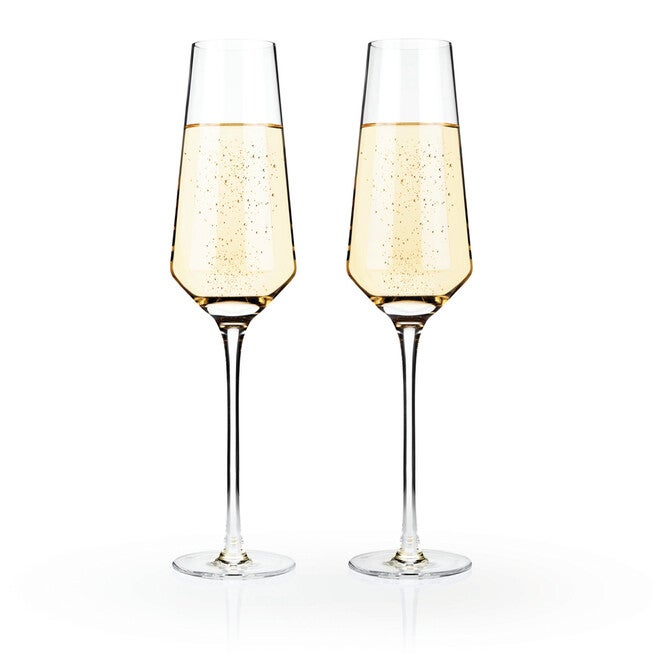 Angled Crystal Champagne Flutes, CLEAR, hi-res image number null