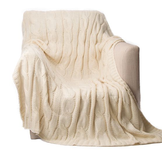 Battilo Home Cable Knit Throw Blanket, Acrylic Soft Cozy Snuggle Blanket, All Seasons Suitable for Adults and Kids, 50" x 60", , on-hover image number null
