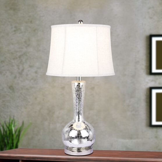 27.5" Silver Glass & Metal Table Lamp, SILVER NICKEL, hi-res image number null