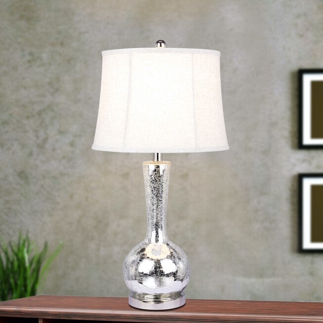27.5 inches Silver Glass & Metal Table Lamp, SILVER NICKEL, hi-res image number 0