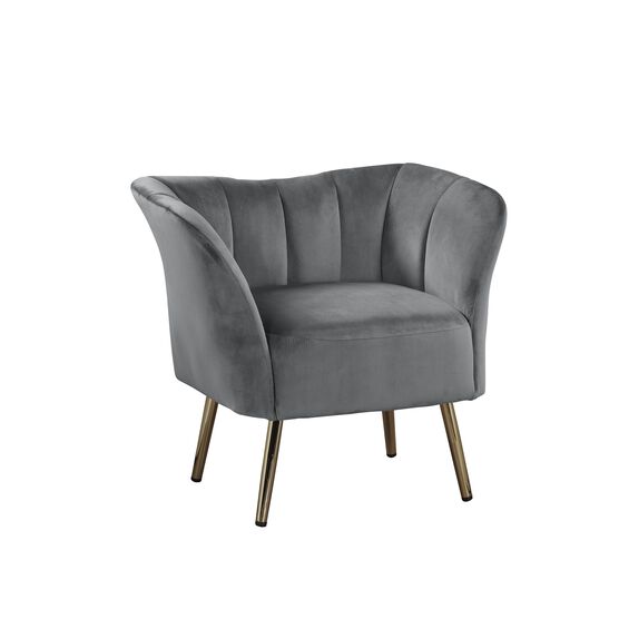 Accent Chair, GRAY VELVET GOLD, hi-res image number null