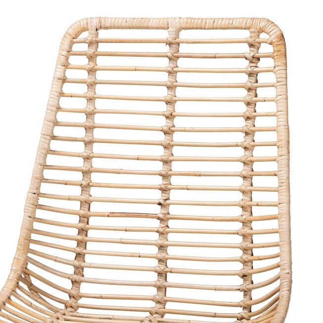 Manhattan Modern Bohemian Natural Brown Rattan And Black Metal Dining Chair, , alternate image number null