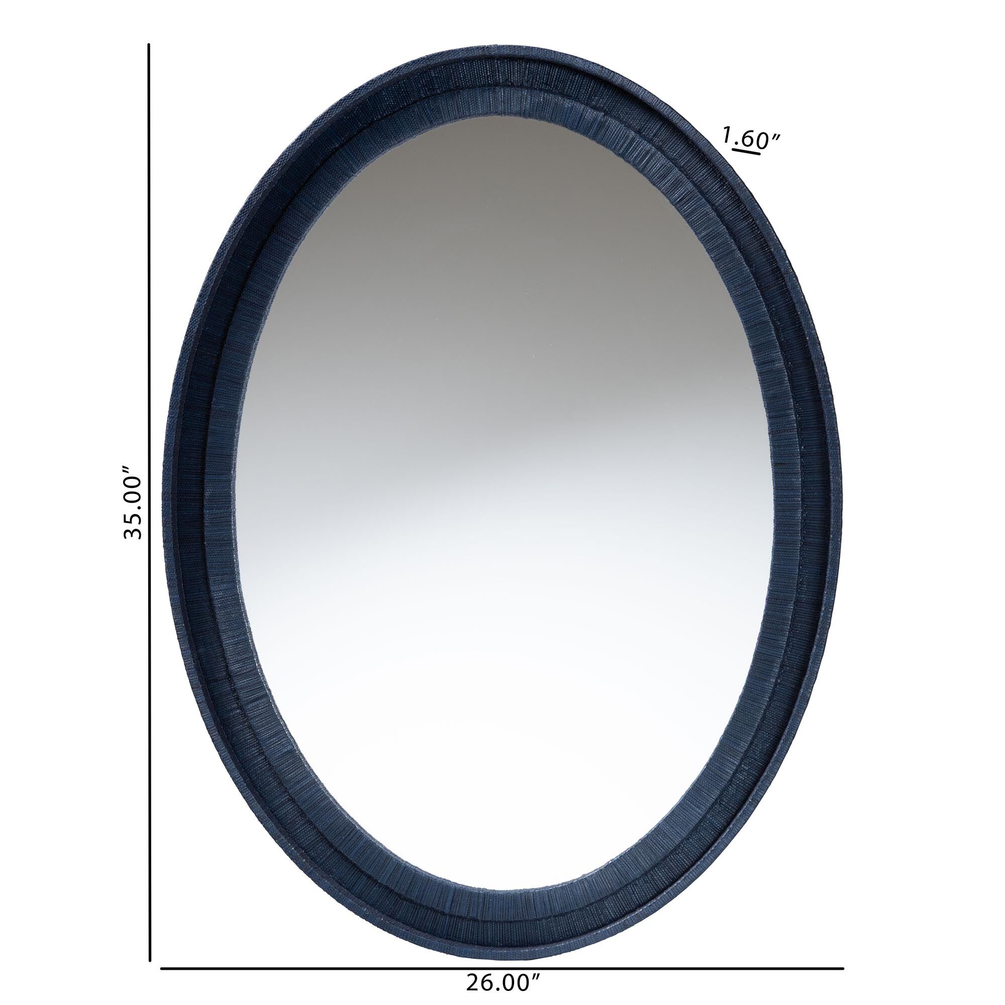 Lailan Oval Woven Grasscloth Mirror, NAVY, alternate image number 5