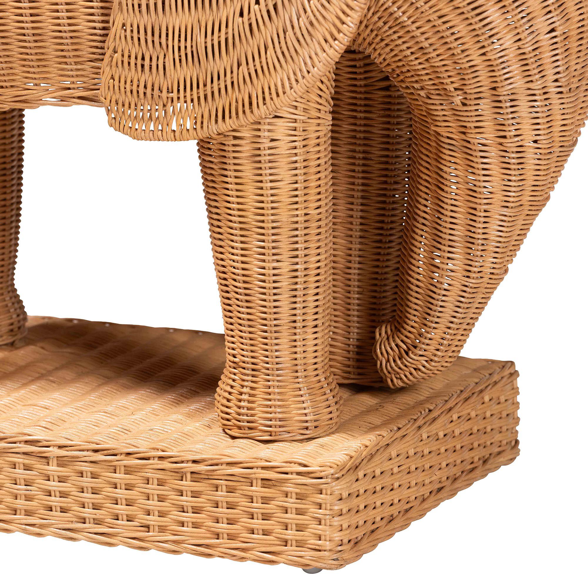 bali & pari Elissa Bohemian Light Honey Rattan Elephant End Table, LIGHT HONEY, alternate image number 5