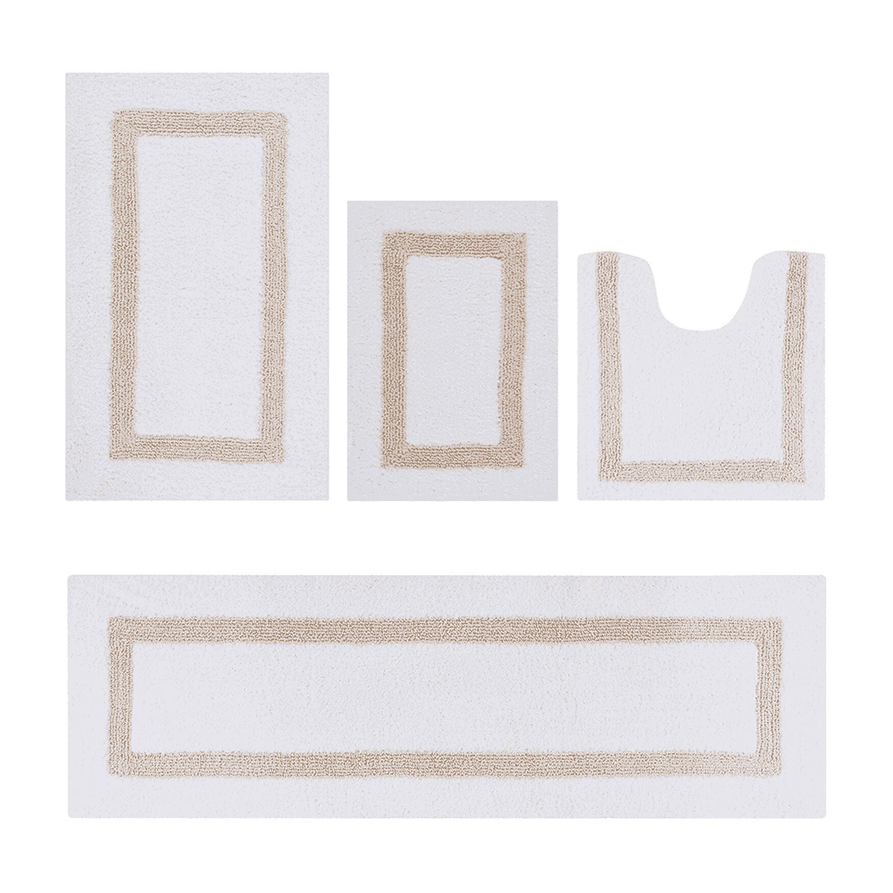 Hotel Collection 100% Cotton 4 Piece (17 inches X 24 inches | 20 inches X 20 inches | 21 inches X 34 inches | 20 inches X 60 inches) Bath Rug Set, WHITE SAND, hi-res image number 0