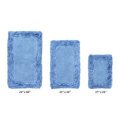 Shaggy Border Bath Rug Mat, 3 Pc Set, (17" X 24" | 21" X 34" | 24" X 40")