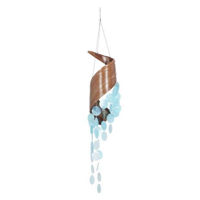 Teal Capiz Coastal Windchime, TEAL, hi-res image number null