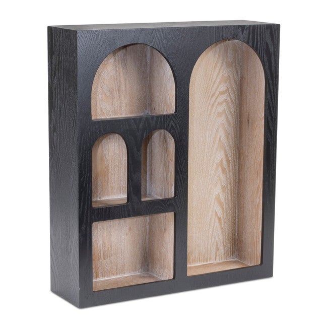 Arched Wood Wall Shelf 22 inchesH, BLACK/BROWN, hi-res image number 0