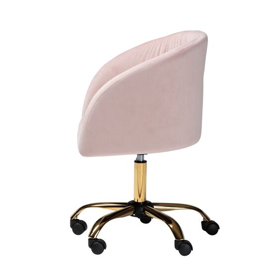Ravenna Contemporary Glam And Luxe Aqua Velvet Fabric And Gold Metal Swivel Office Chair, , alternate image number null