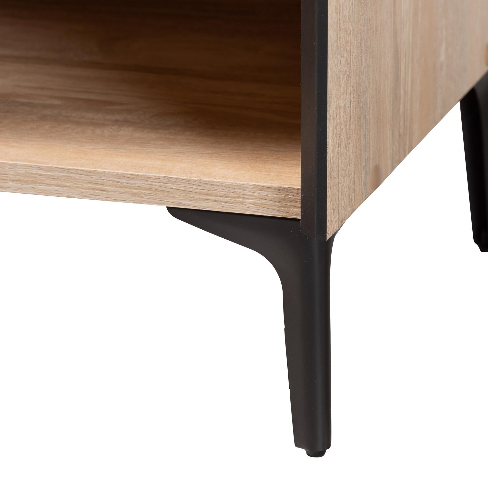 Malcolm Mid-Century Modern Oak Brown Wood Shoe Cabinet with Flipper Doors, BROWN, alternate image number 6