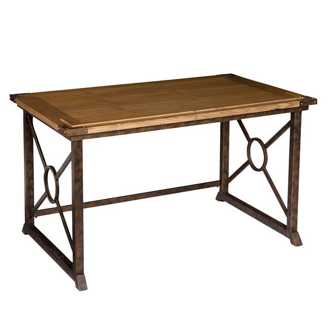 Tilt-Top Drafting Table, OAK ANTIQUE BRASS, hi-res image number null