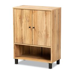 Rossin Wood 2-Door Entryway Shoe Storage Cabinet W Bottom Shelf Furniture