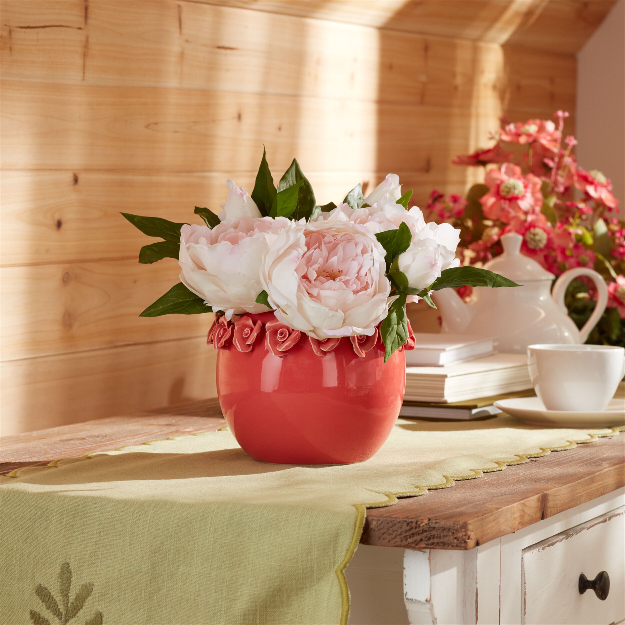 Storeware Bud Vase with Floral Accent Set of 2, PINK, alternate image number 1