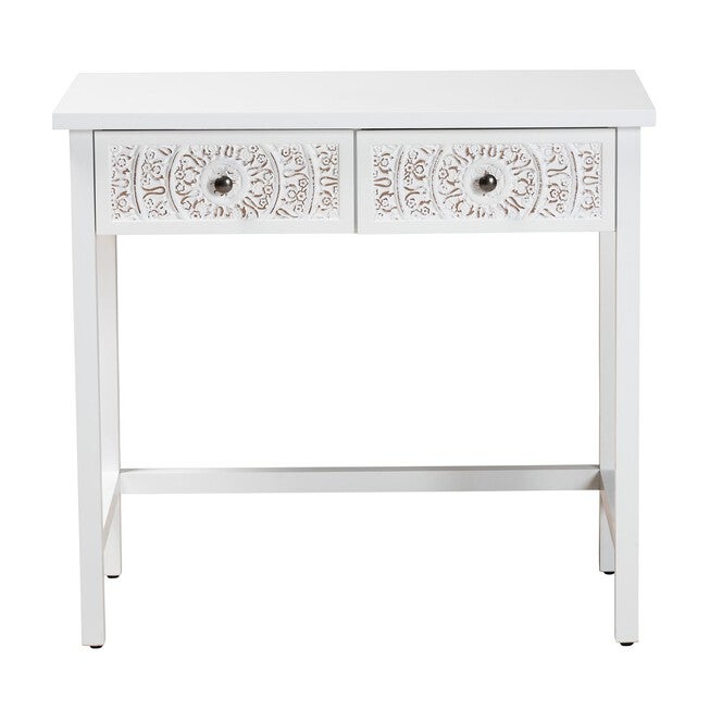 Yelena Classic And Traditional White Finished Wood 2-Drawer Console Table, , alternate image number null