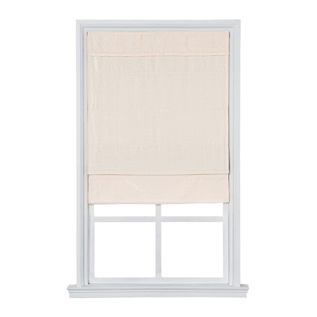 Cordless Velveteen Flat Roman Shade, IVORY, hi-res image number 0