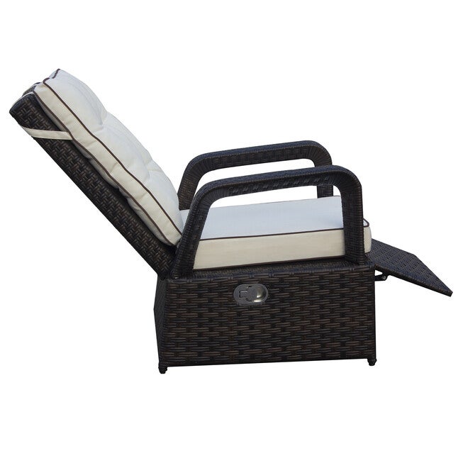 Brusell Outdoor Wicker Recliner Patio Chair With Cushions Patio Chair, , alternate image number 5