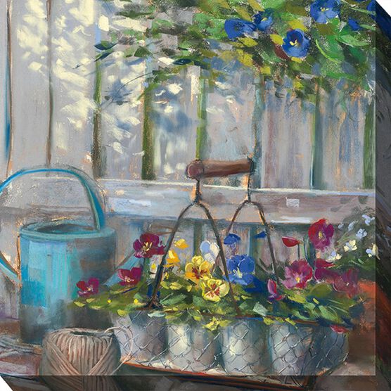 PANSY BASKET OUTDOOR ART 24X24, MULTI, hi-res image number null