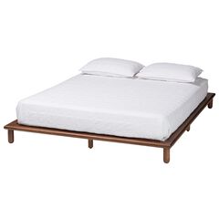 Alivia Mid-Century Modern Walnut Brown Finished Wood King Size Bed Frame