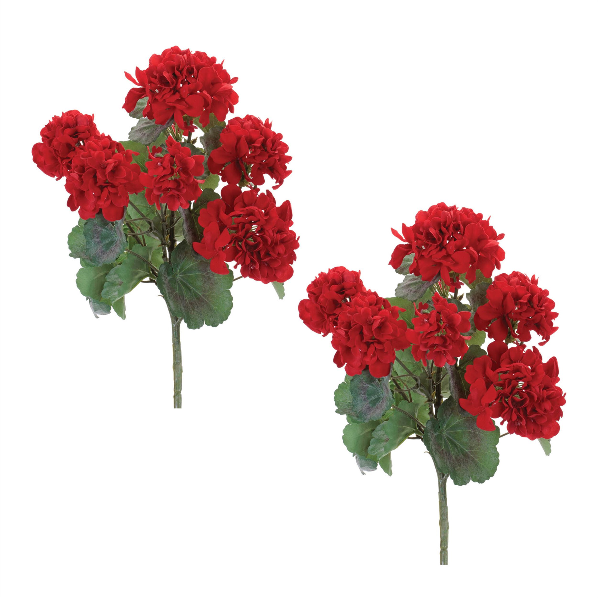 Geranium Floral Bush Set of 2, RED GREEN, alternate image number 2
