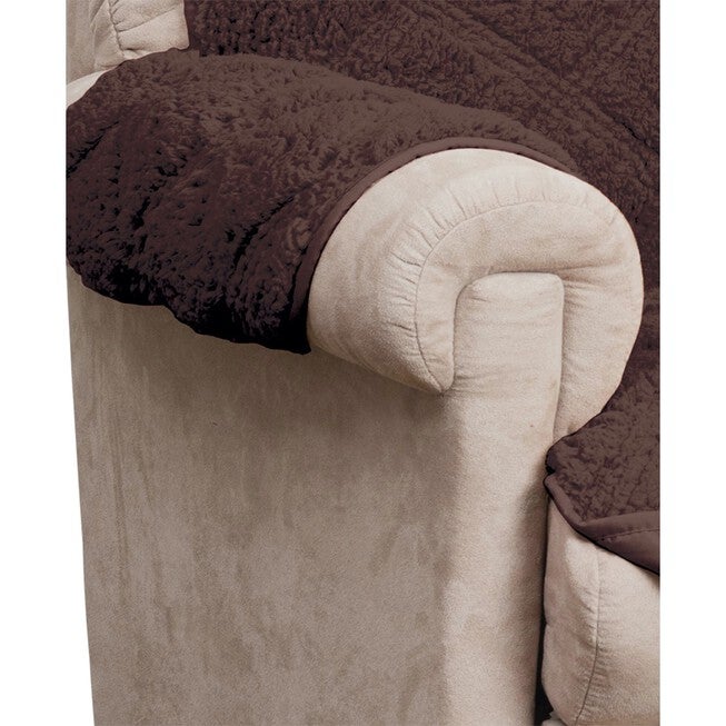 Hudson Reversible Sherpa to Microfiber XL SOFA Furniture Cover Burgandy, , on-hover image number 1