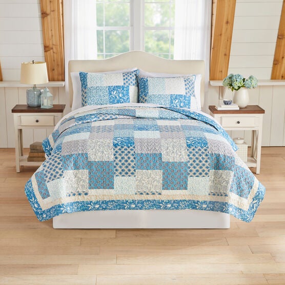 Selena Patchwork Coverlet, BLUE FLORAL, hi-res image number null