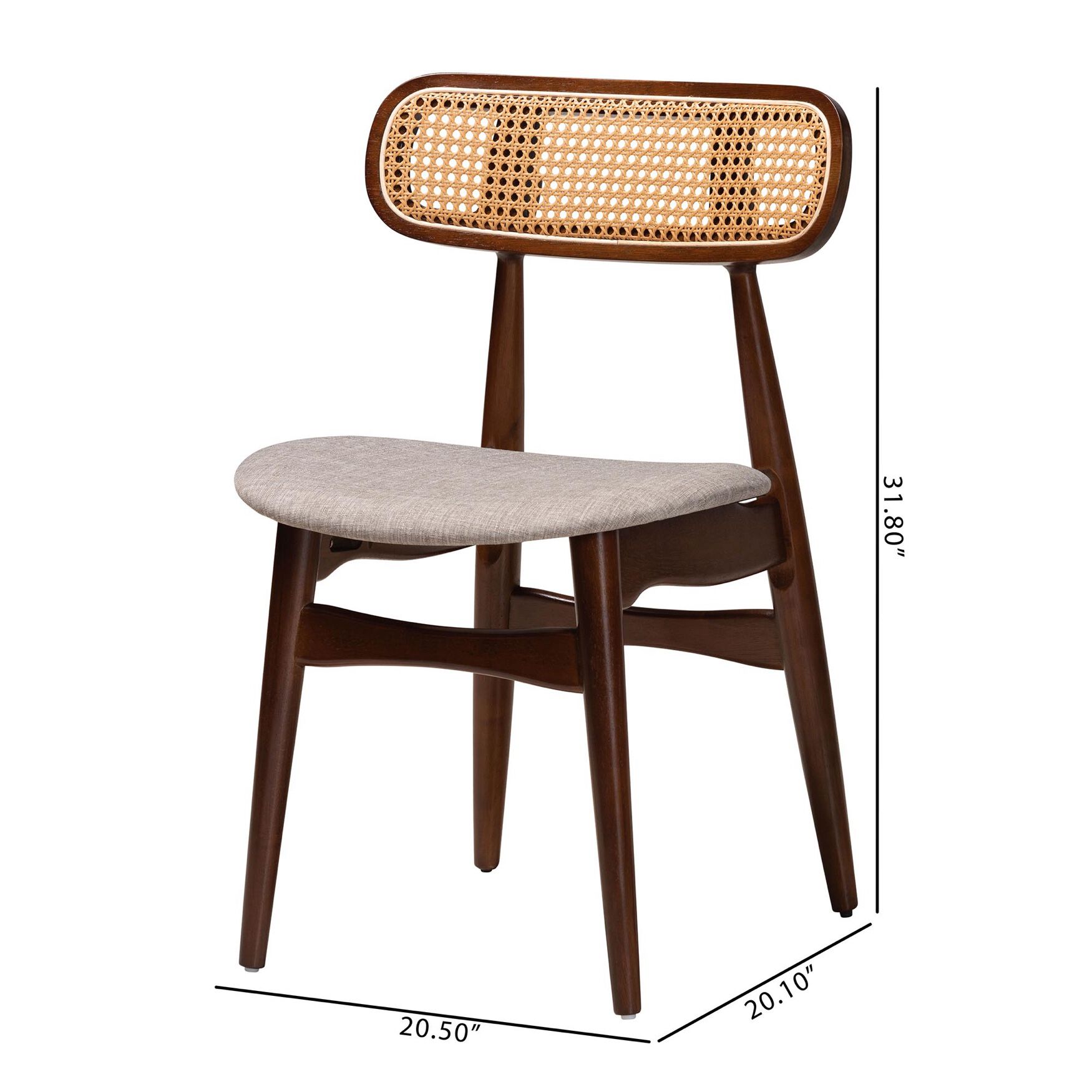 Tarana Mid-Century Modern Grey Fabric and Natural Oak Finished Wood 2-Piece Dining Chair Set, , alternate image number 13