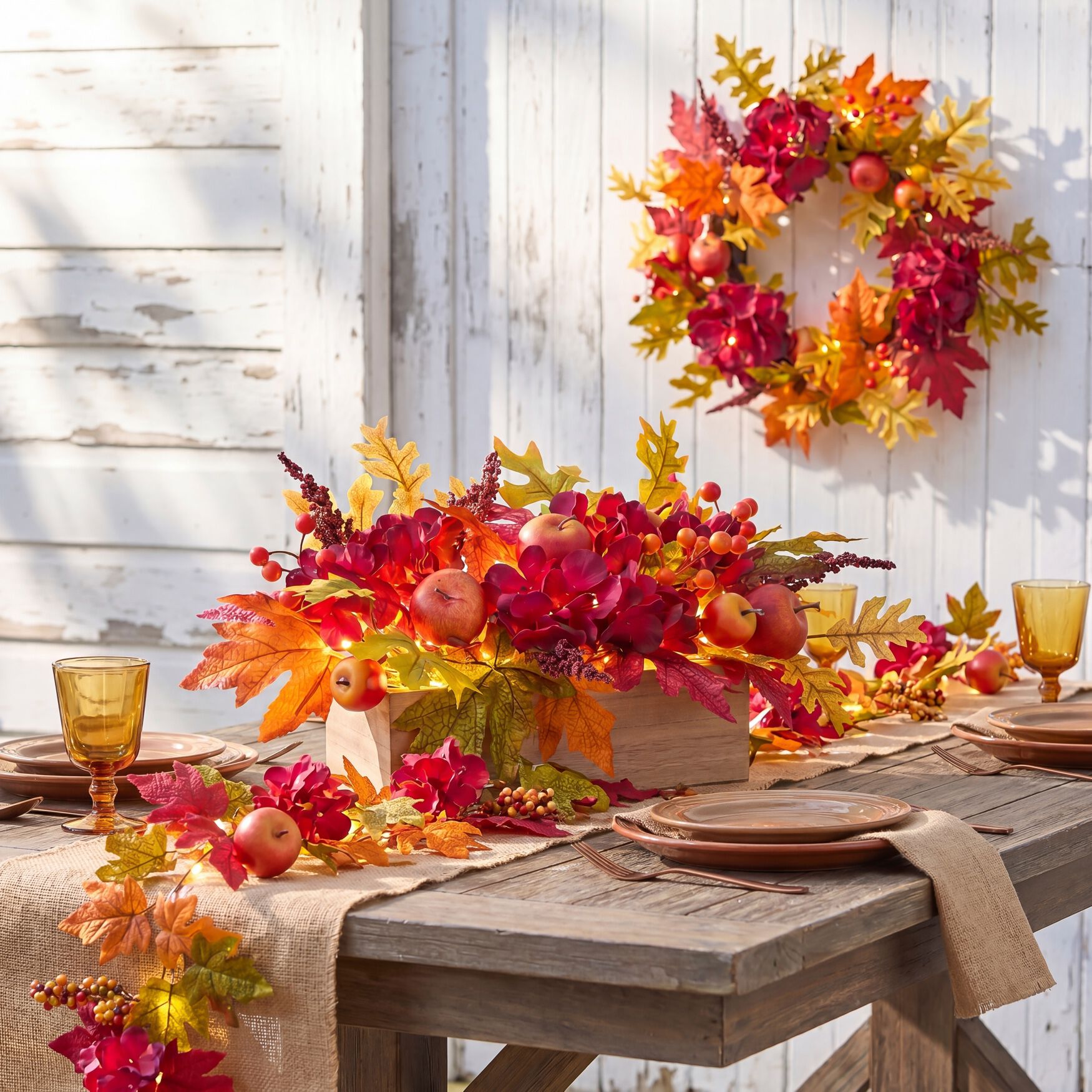16 inches Pre-Lit Harvest Apple Centerpiece, , hi-res image number 0