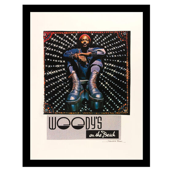 Marvin Gaye Woody's On The Beach - Blue / Red - 14x18 Framed Print, BLUE RED, hi-res image number null