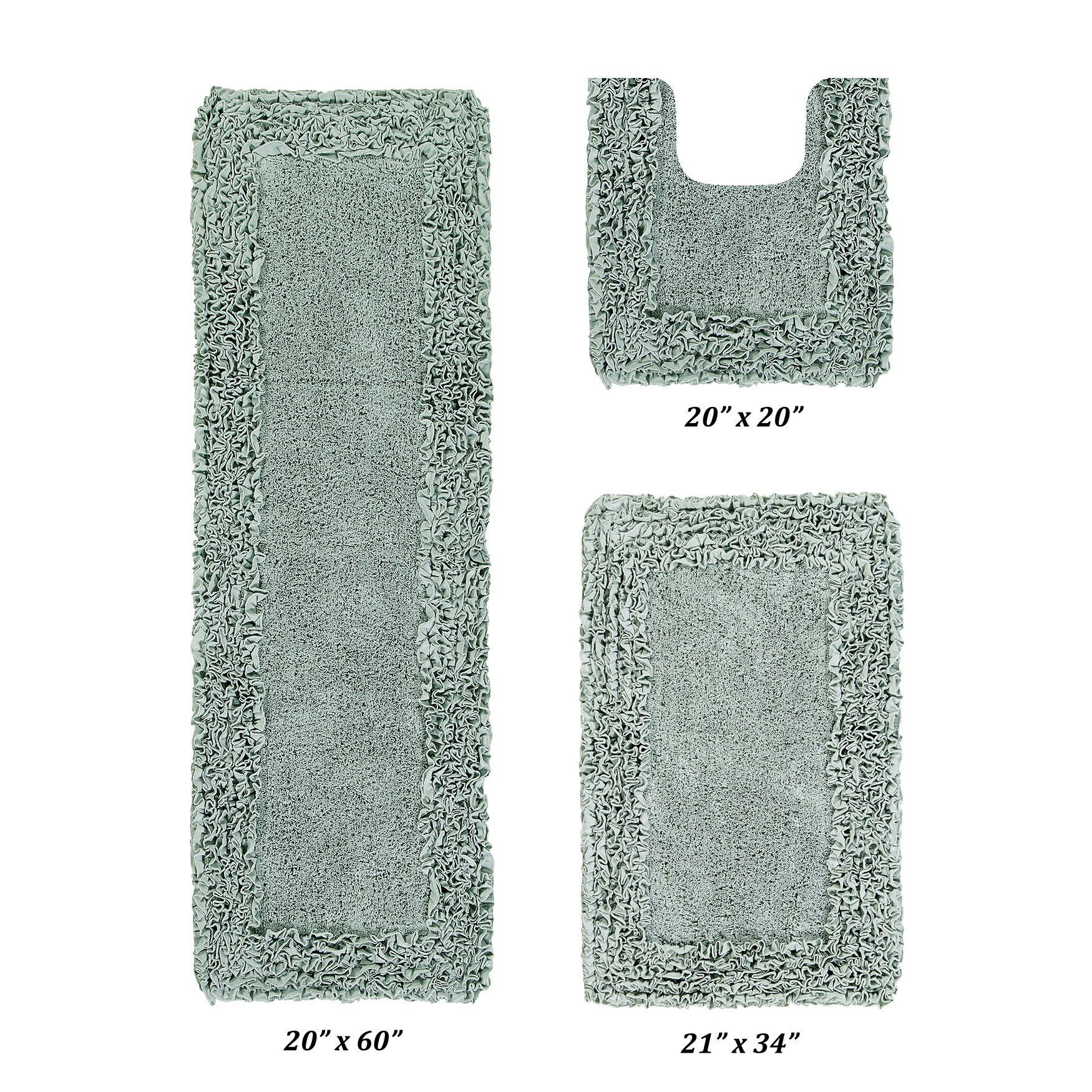 Shaggy Border Bath Rug Mat, 3-Pc. Set, SAGE, hi-res image number 0