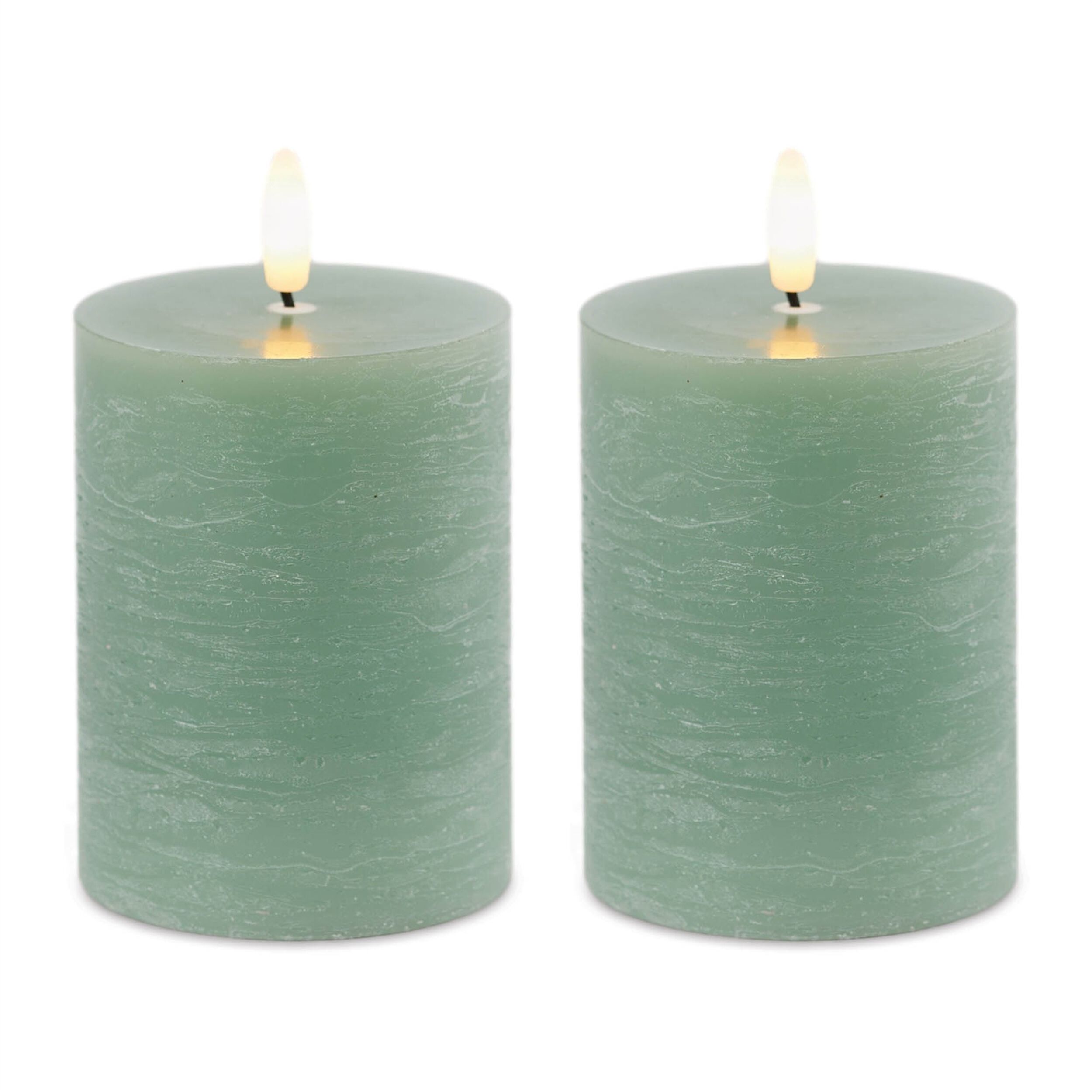 FIA Wick Green Pillar Candle (Set of 2), GREEN, alternate image number 3