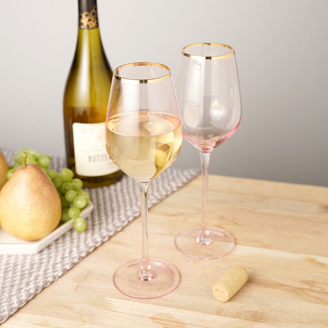 Rose Crystal White Wine Glass Set, , on-hover image number 1