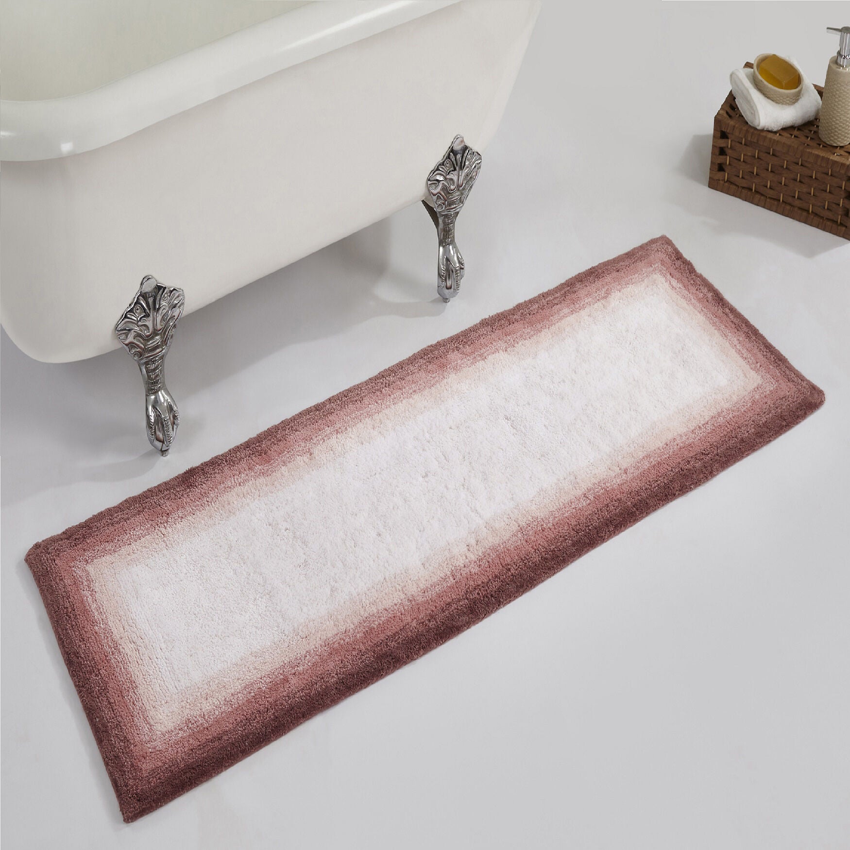 Torrent Bath Mat Rug, 20 inches X 60 inches, ROSE, hi-res image number 0
