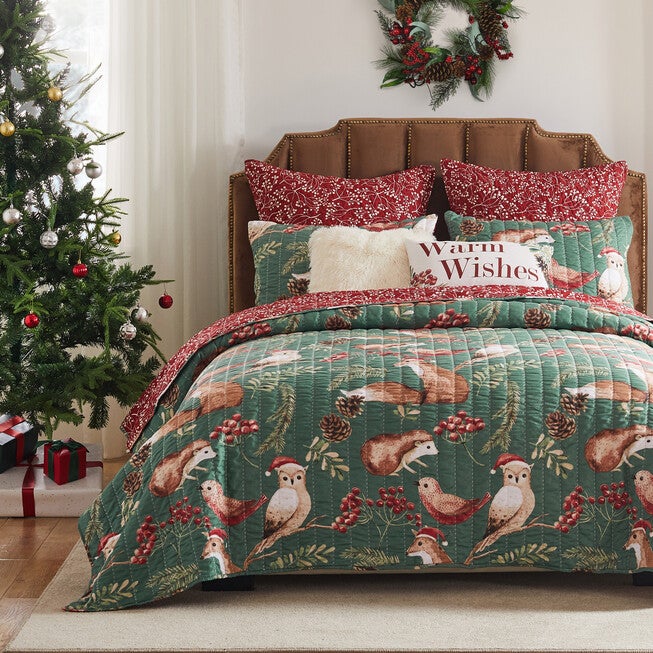 Willow Novelty Forest Friends Quilt Set, Holiday, 3-Piece , HOLIDAY, alternate image number 1