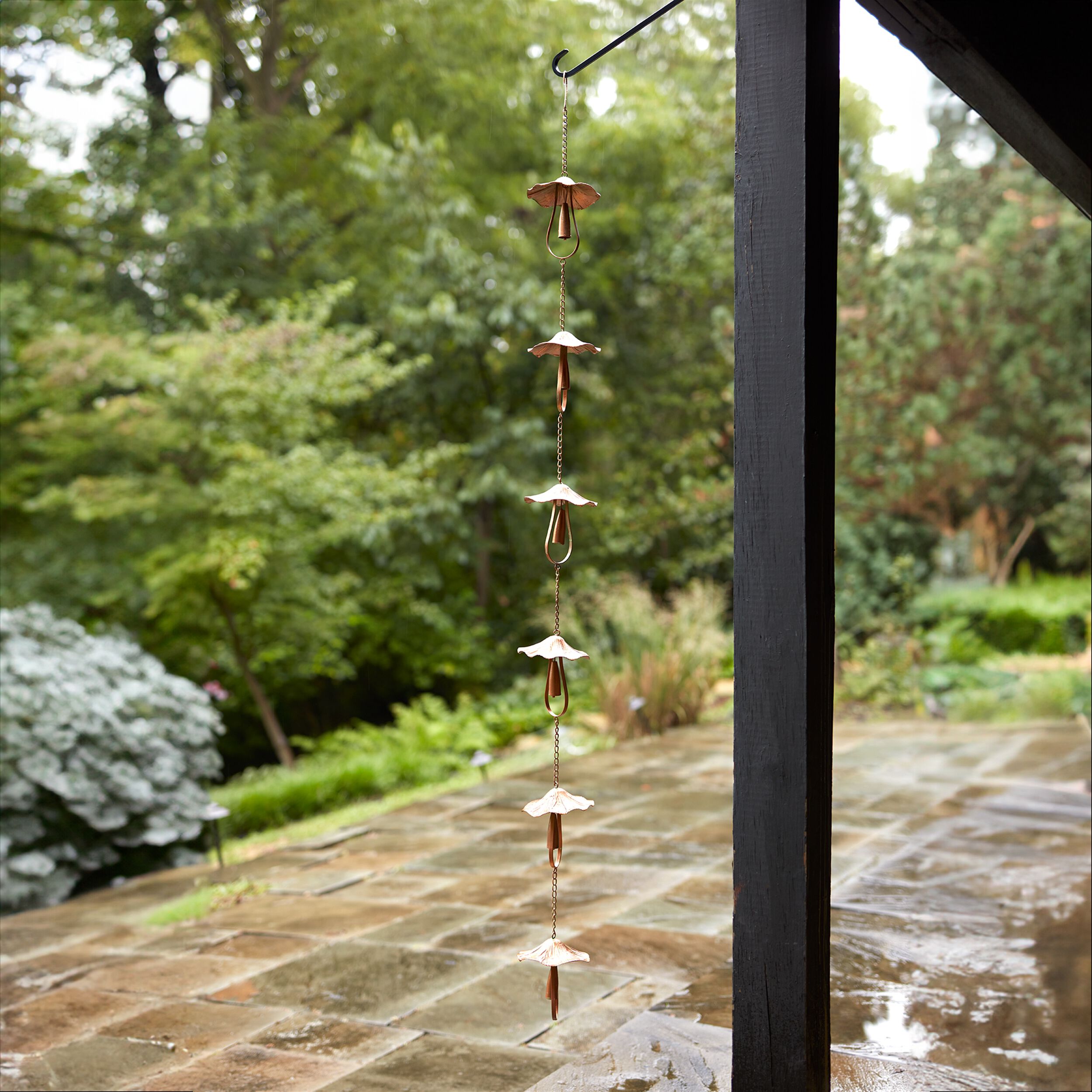 Mushroom Rain Chain 62 inchesL, BRONZE, alternate image number 2