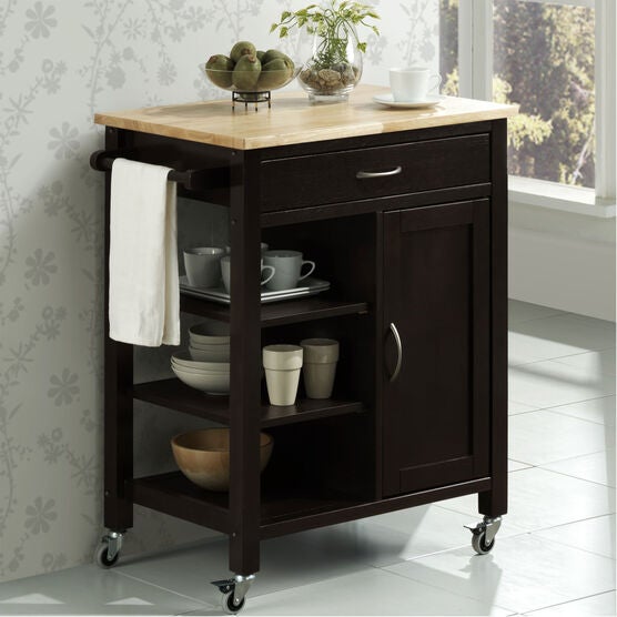 Black Kitchen Cart, BLACK NATURAL, hi-res image number null