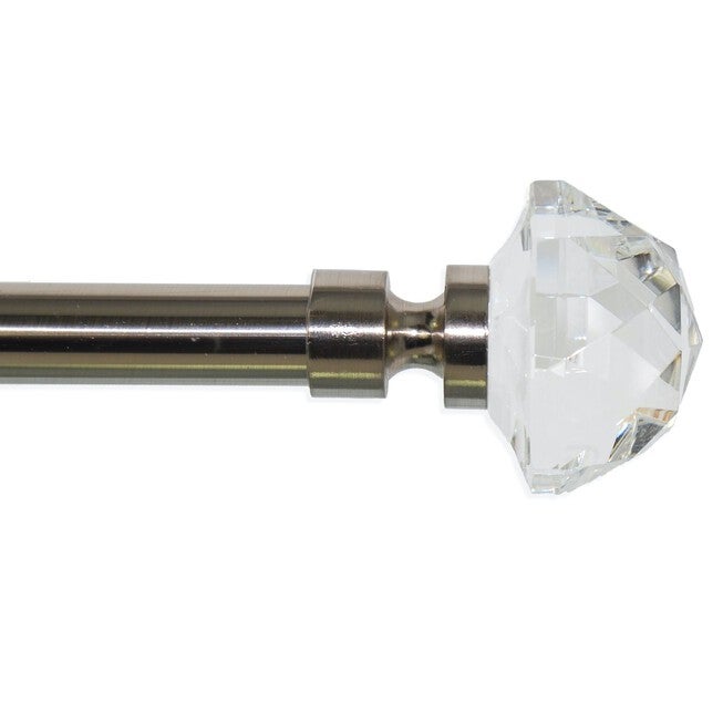 Versailles' Crystale Gem Finial Rod Set (30in - 78in), BRUSHED NICKEL, hi-res image number 0