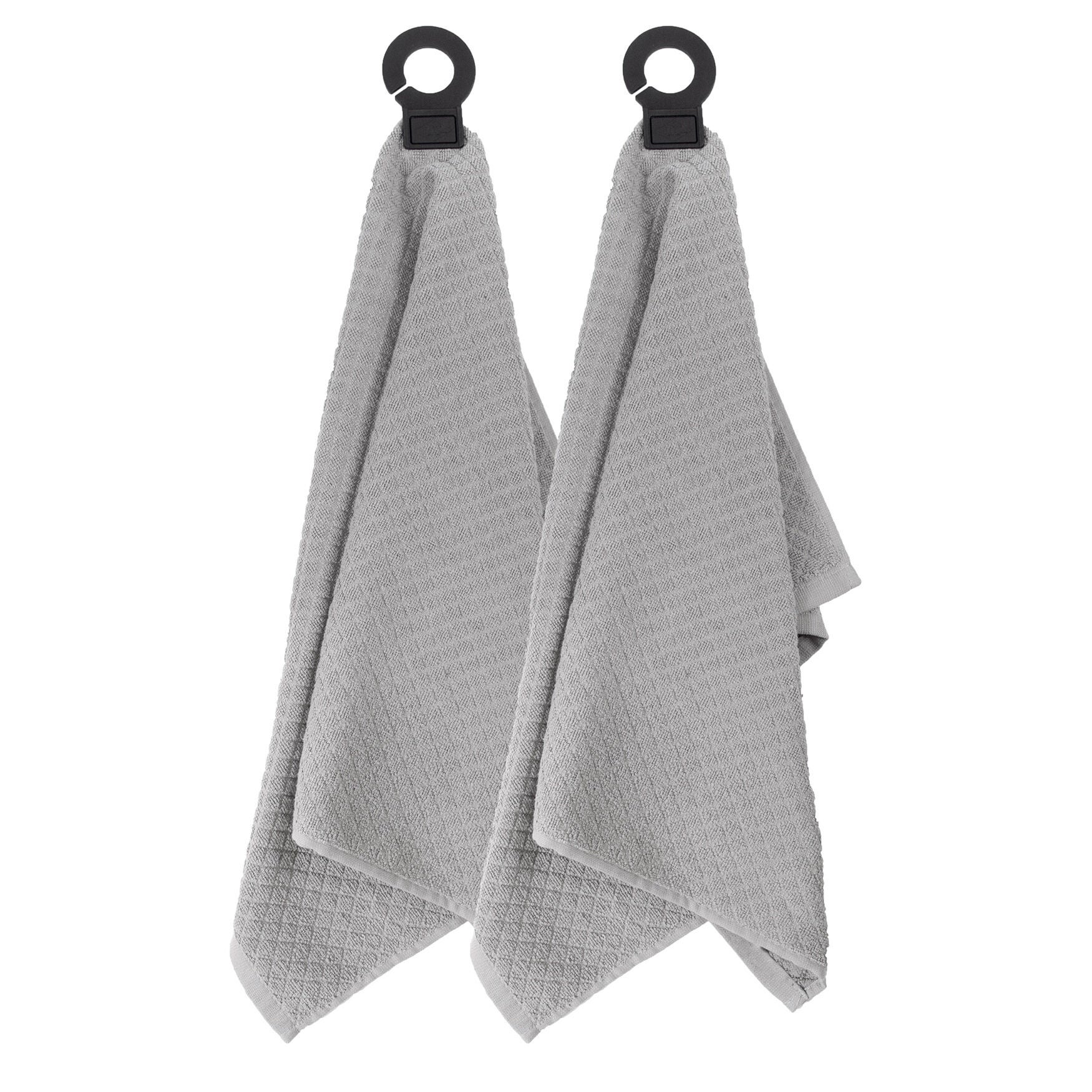 Hook And Hang Woven Kitchen Towel, Set Of Two, TITANIUM, hi-res image number 0