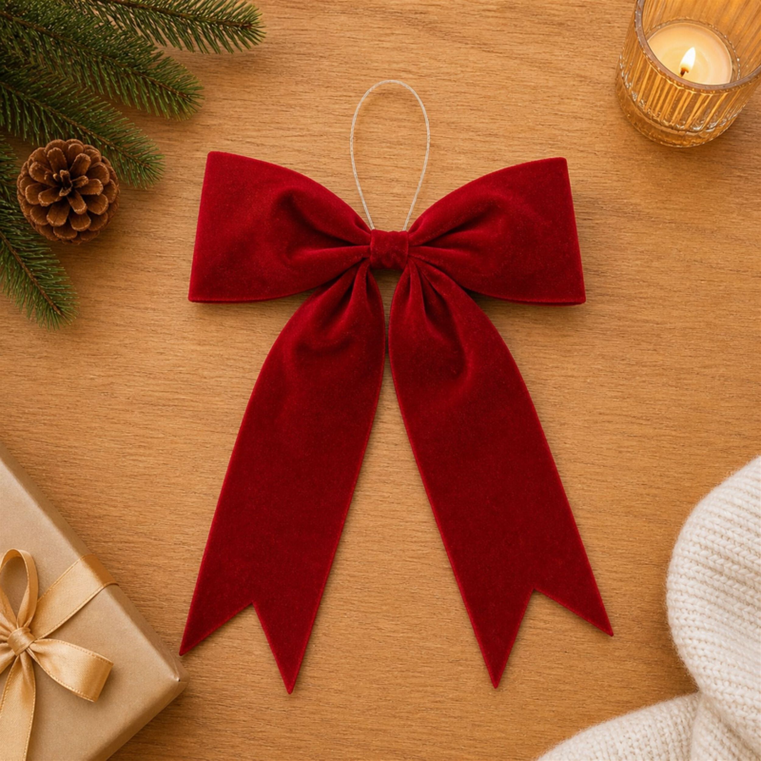 Red Holiday Bow (Set of 2), RED, alternate image number 2