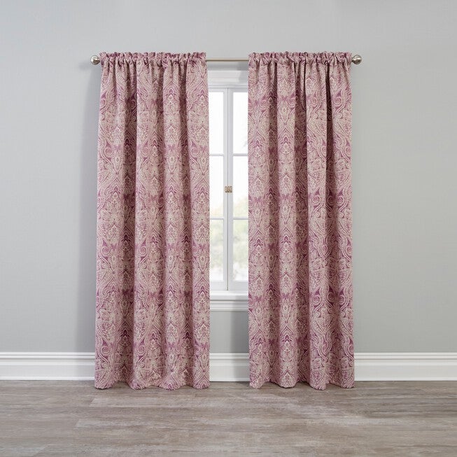 Genevieve Blackout Rod-Pocket Panel, PURPLE, hi-res image number 0