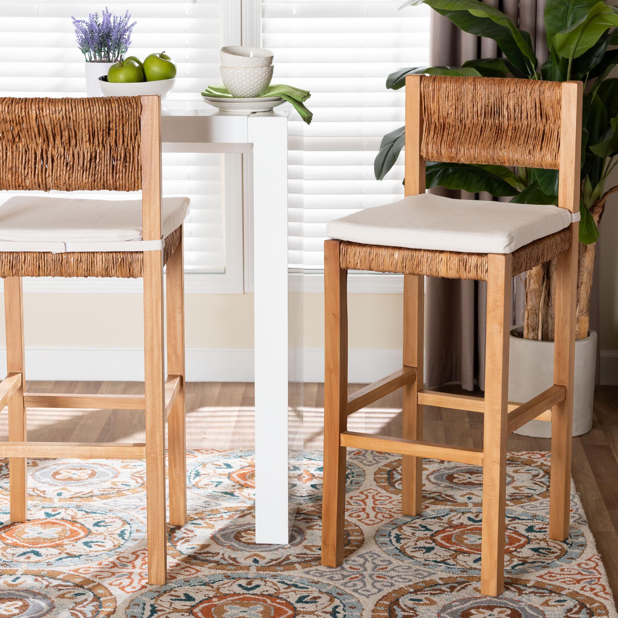 Pava Woven Seagrass Bar Stool, HONEY, hi-res image number 0