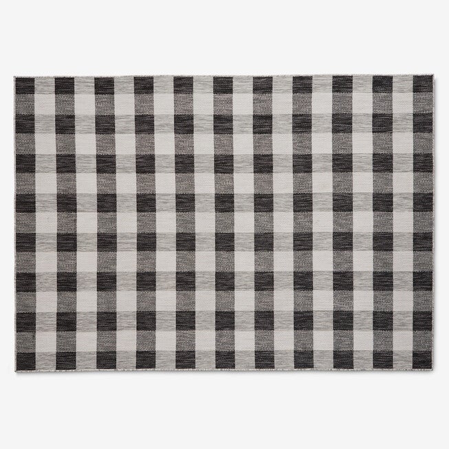 Portofino Buffalo Plaid Indoor/Outdoor Rug 6 feet 6 inches x 9 feet 4 inches, BLACK, hi-res image number null