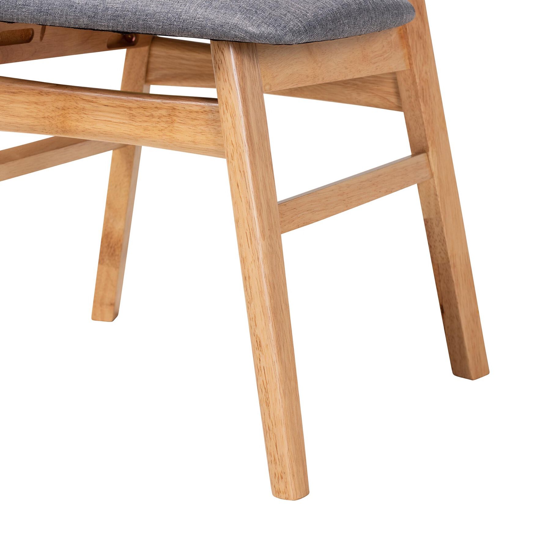 Ulyana Mid-Century Grey Fabric And Natural Brown Finished Wood 2-Piece Dining Chair Set, , alternate image number 4