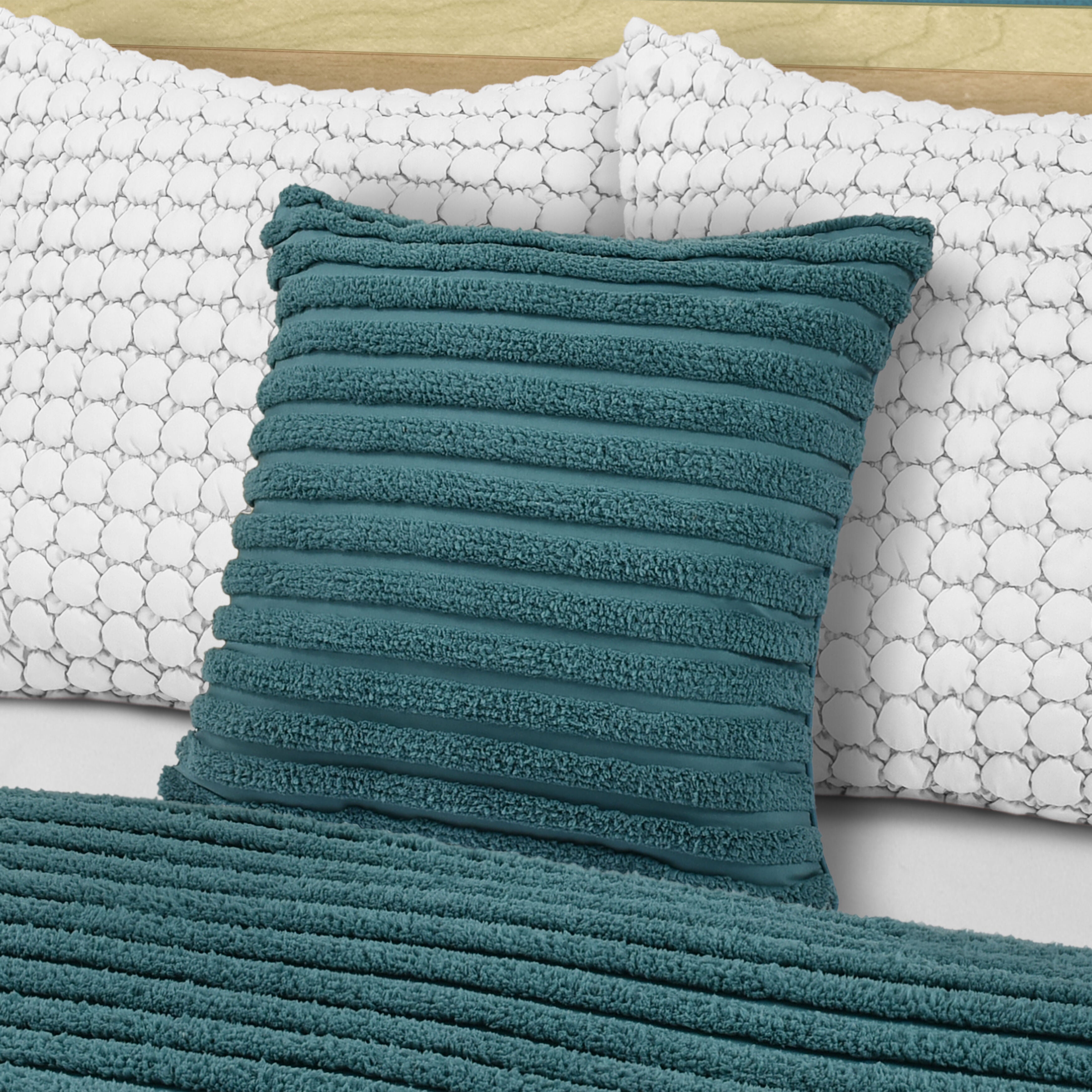 DARBY 20 inches SQUARE DECORATIVE THROW PILLOW, TEAL, alternate image number 2