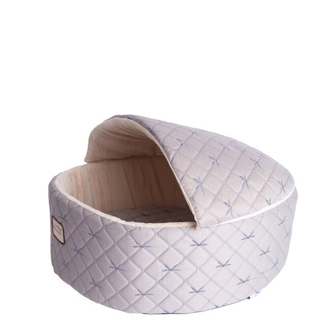 Cuddle Cave Cat Bed With Detachable & Collasible Zipper Top, Medium, Pale Silver and Beige, , alternate image number null