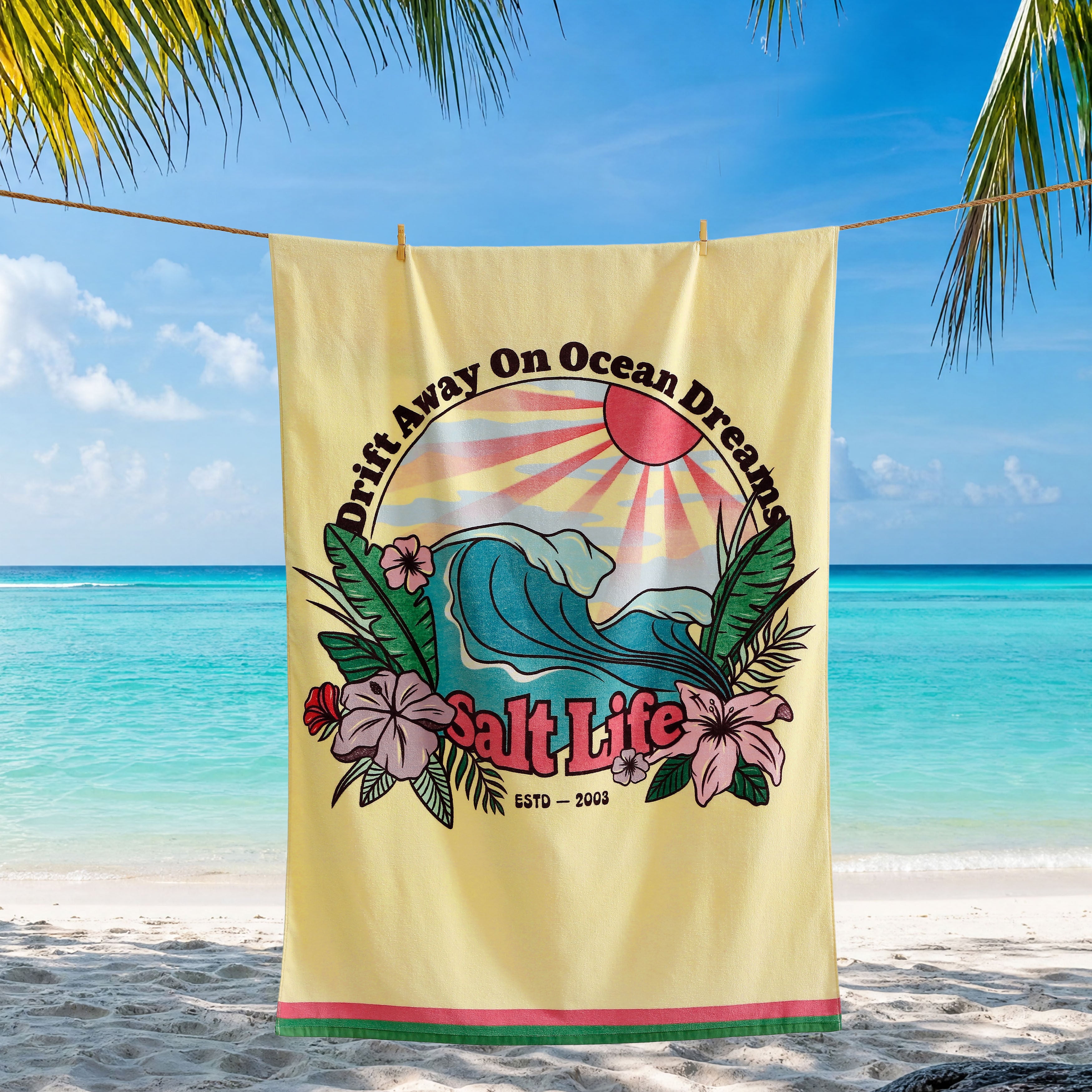 Drift Away Beach Towel, CREAM, alternate image number 1