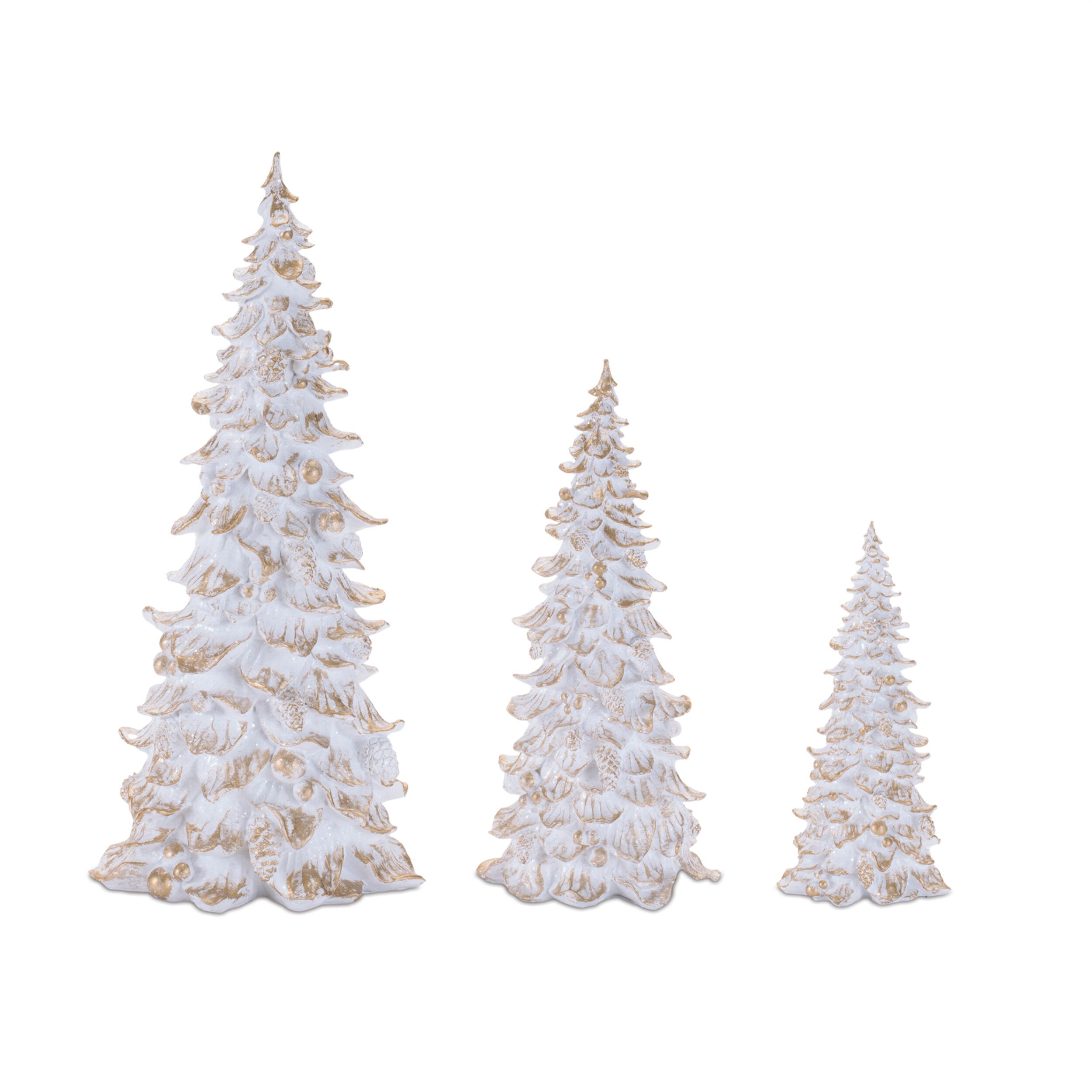 Embossed Christmas Tree (Set of 3), WHITE GOLD, hi-res image number 0